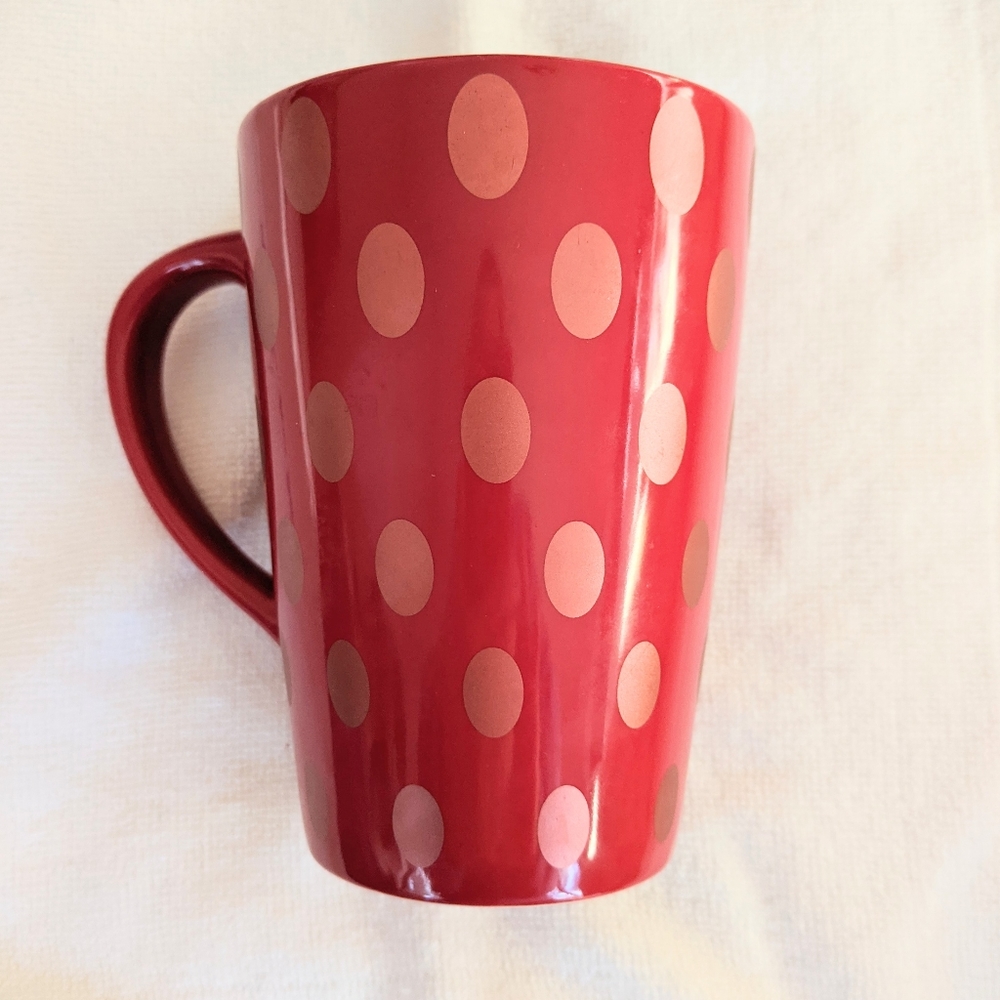 STARBUCKS Tall Red Polka Dot Holiday Coffee Cups Mugs  - 14 oz